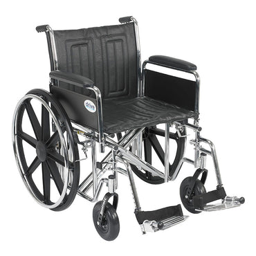 Drive Medical STD20ECDFAHD-SF Sentra EC Heavy Duty Wheelchair, Detachable Full Arms, Swing away Footrests, 20" Seat